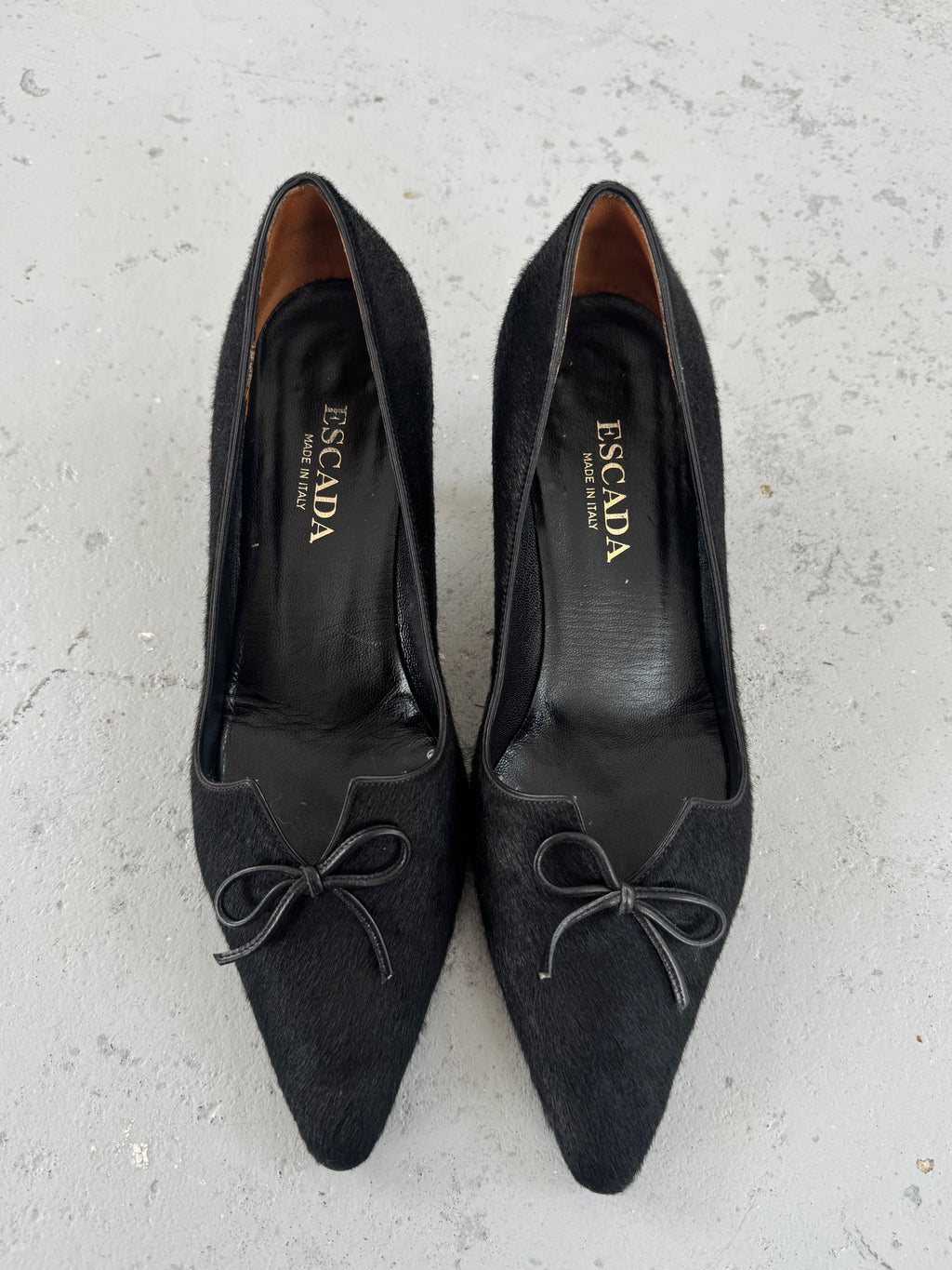 Pony hair kitten heels