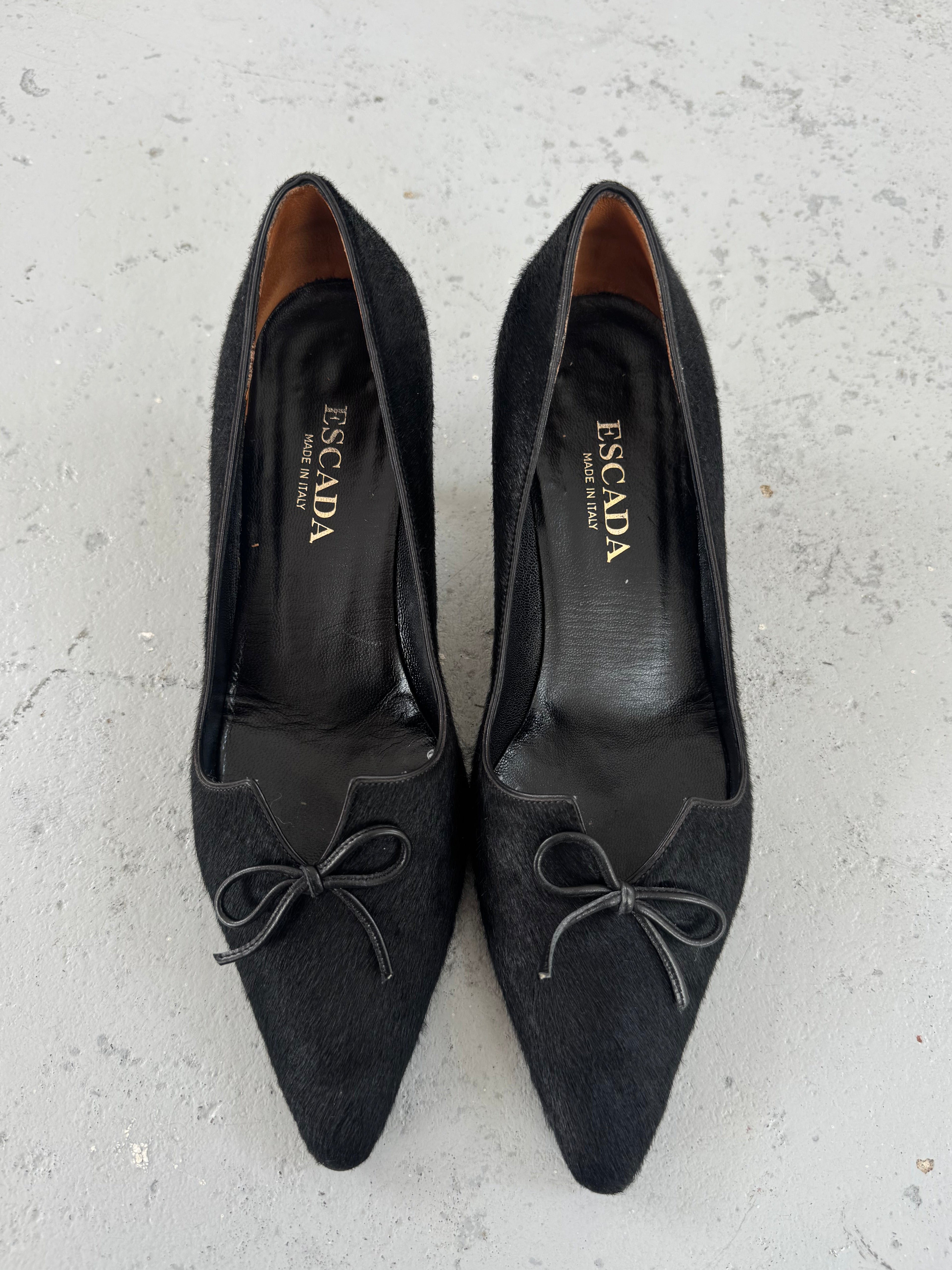 Pony hair kitten heels