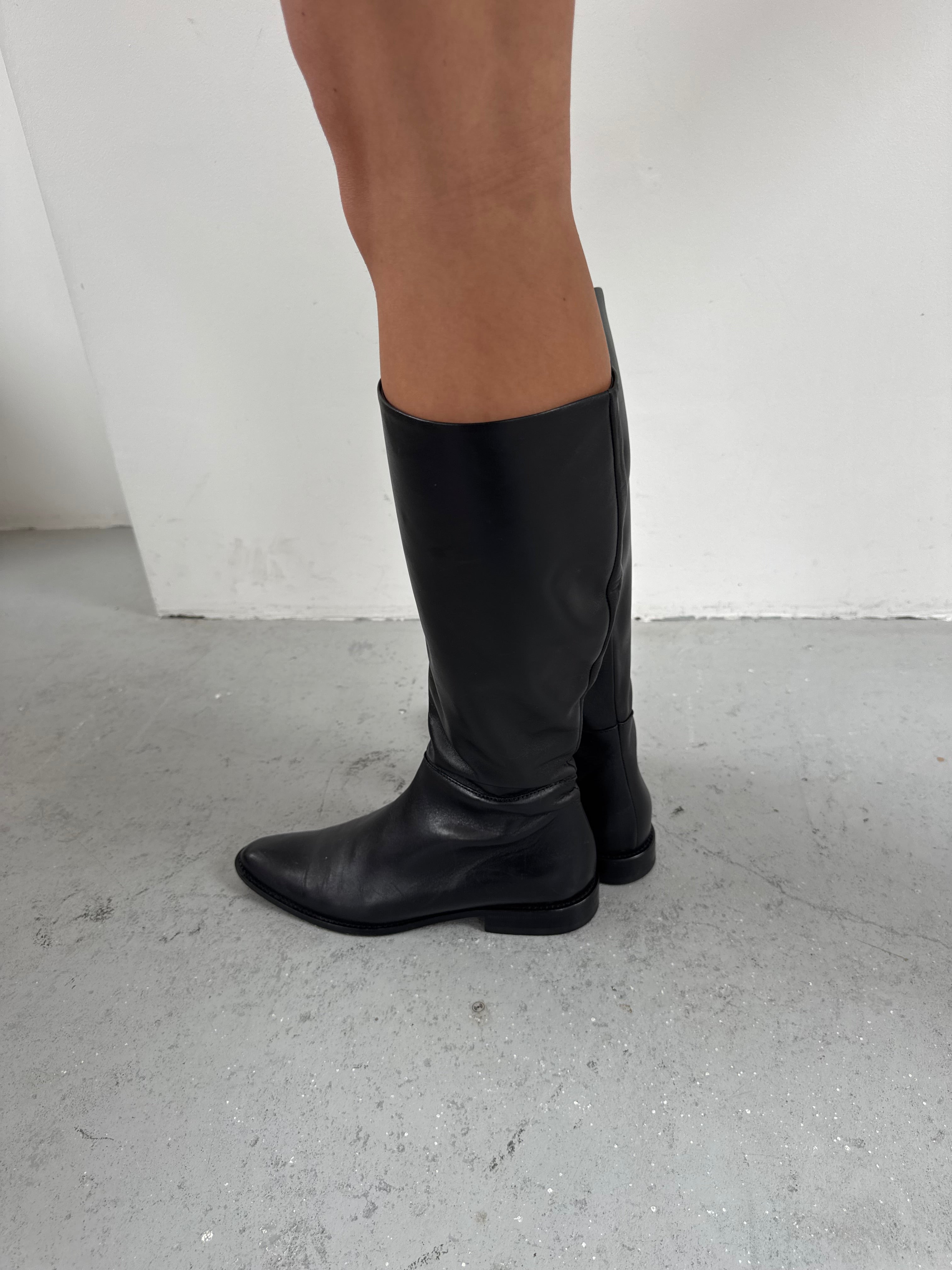 Black leather boots