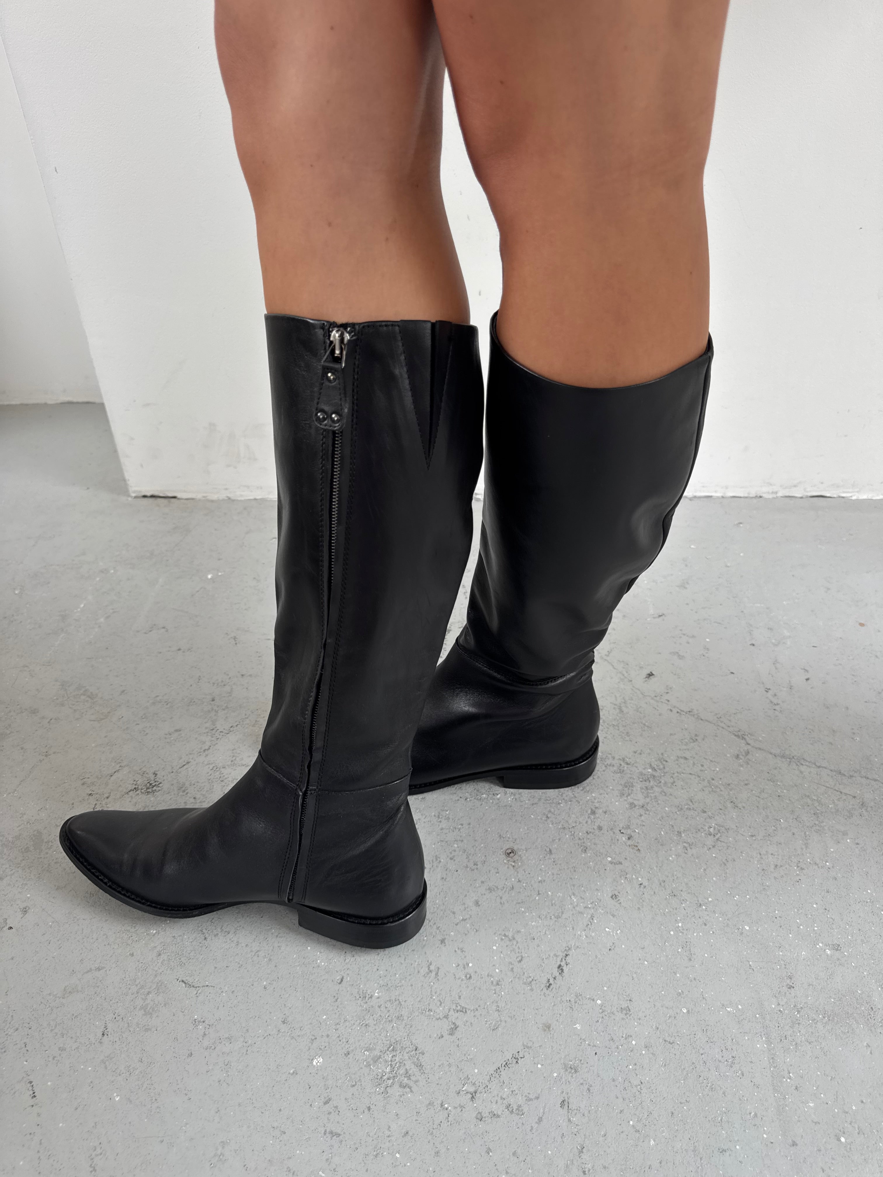 Black leather boots