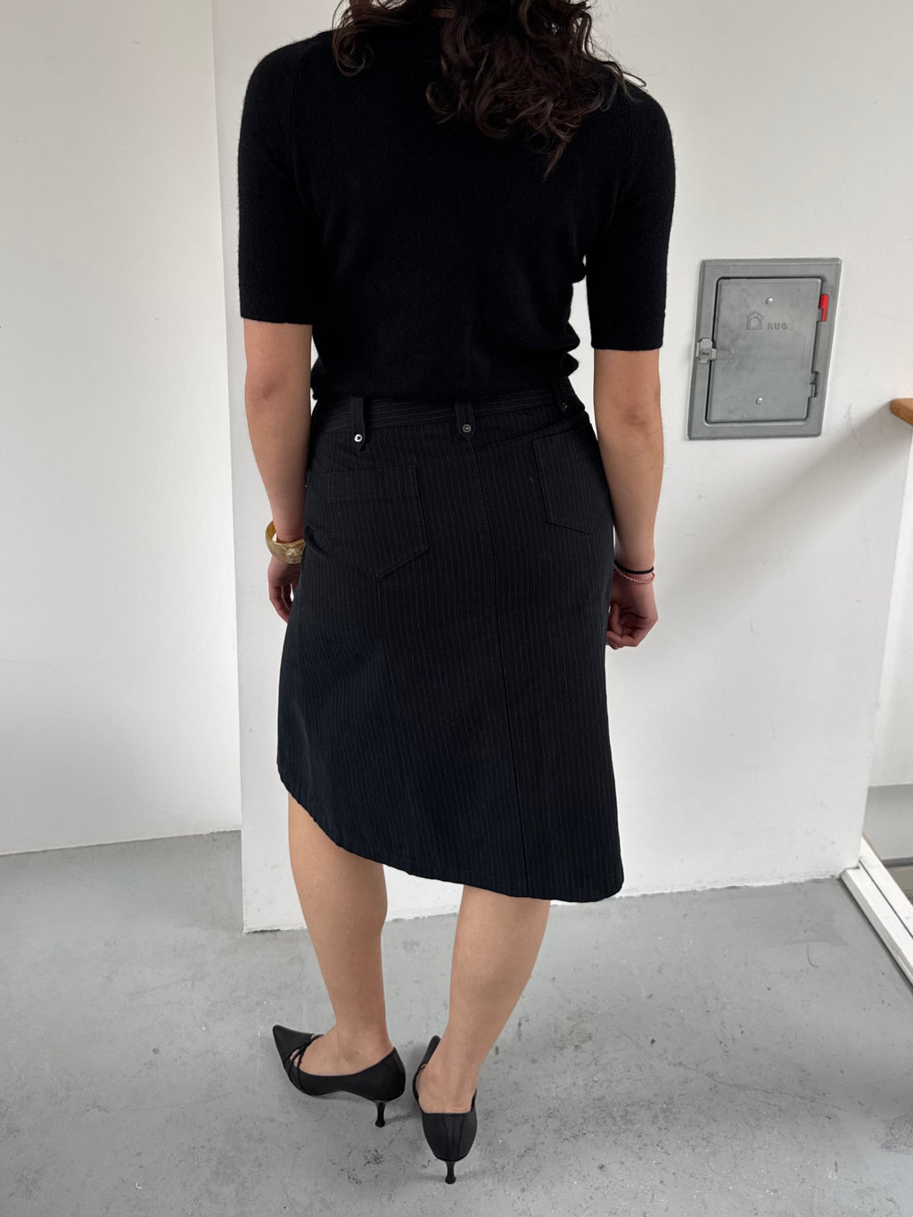 Stripped midi skirt