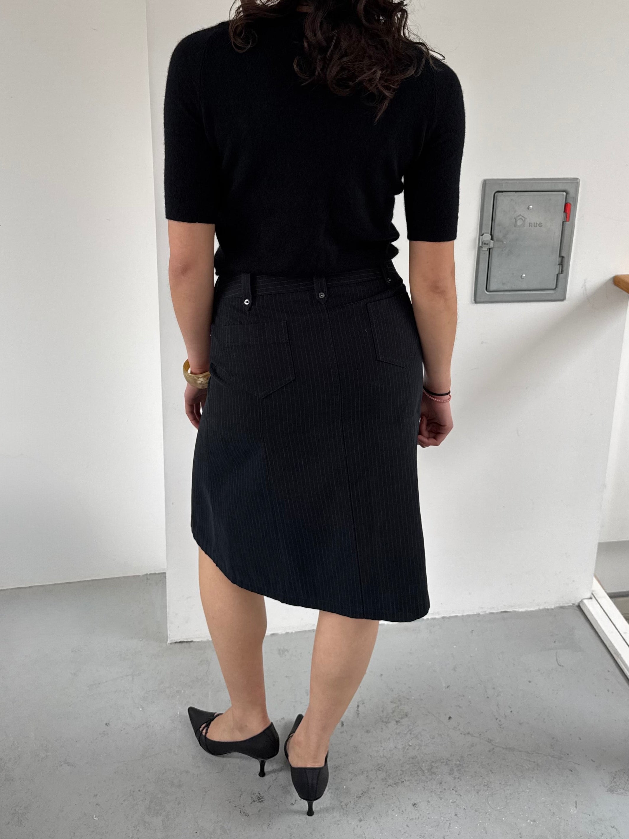 Stripped midi skirt