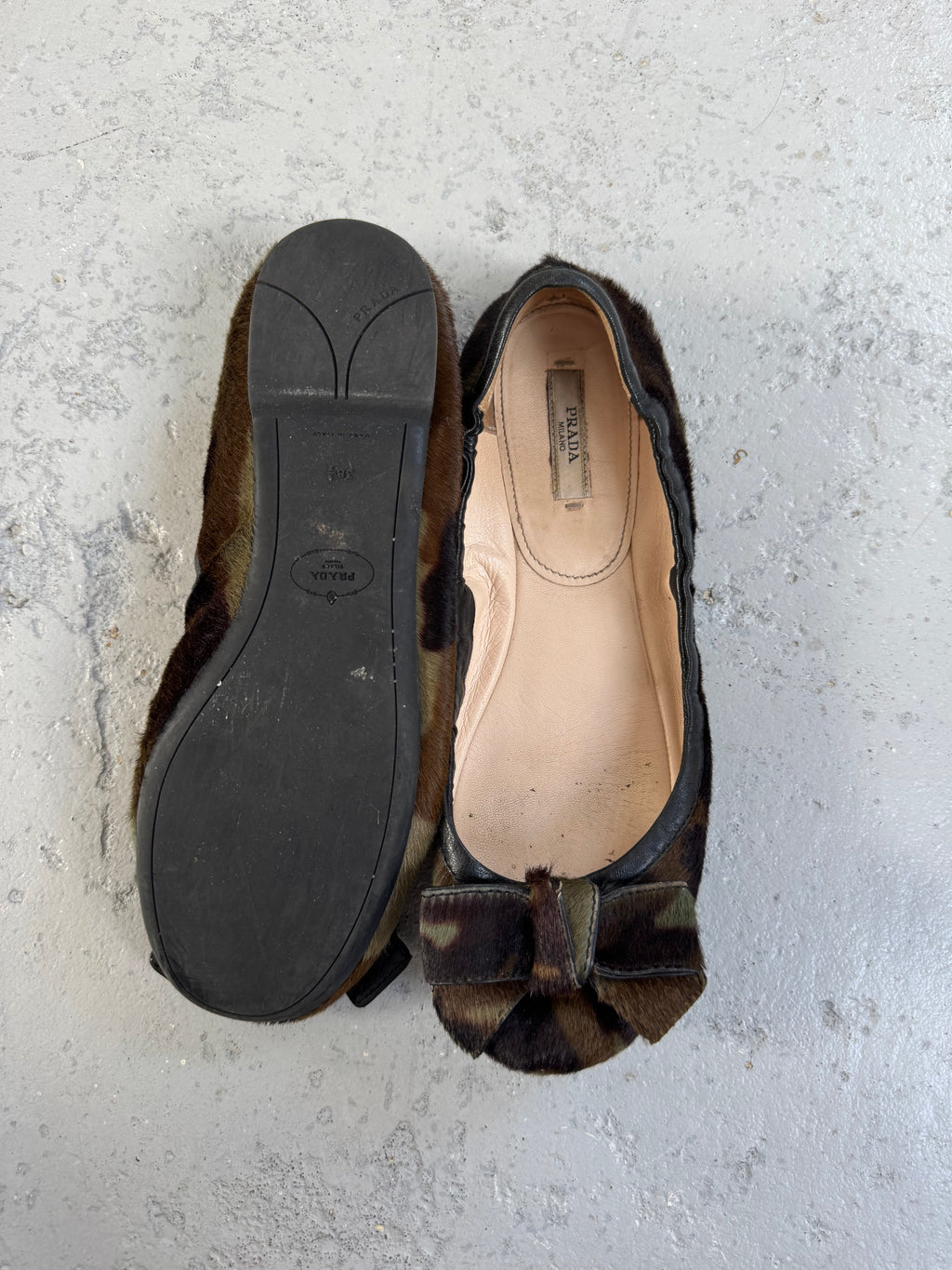 Pony hair Prada Ballet flats