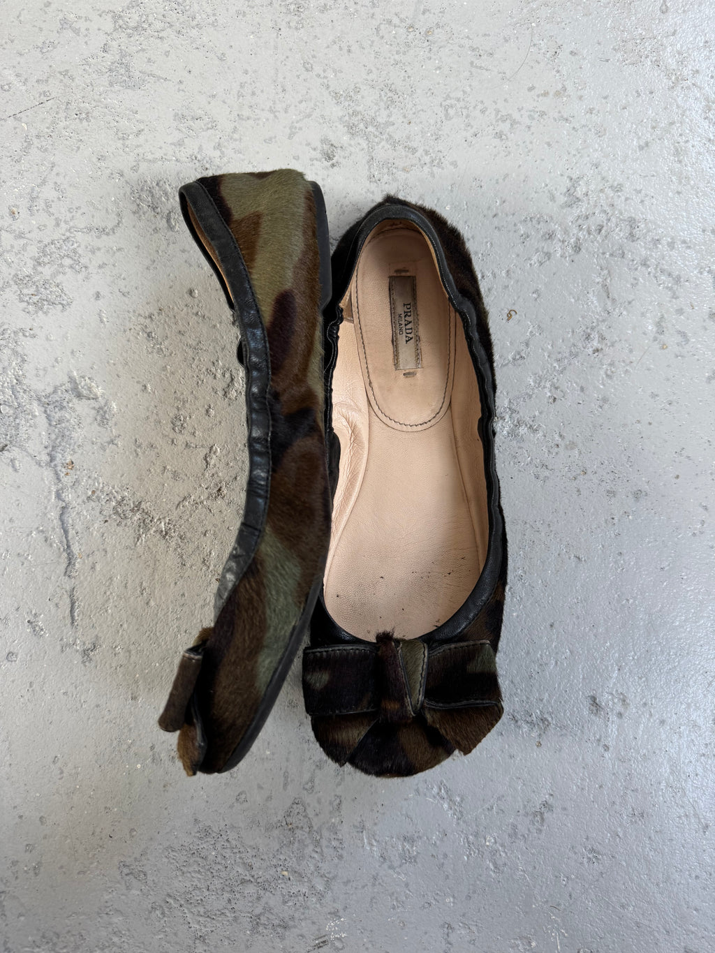 Pony hair Prada Ballet flats