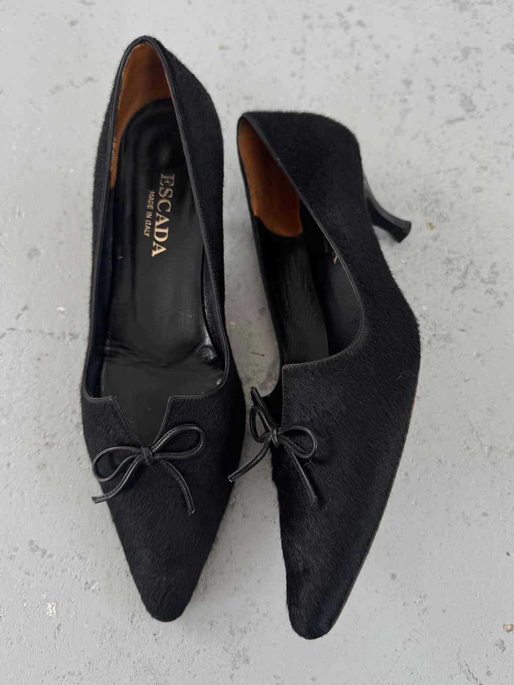 Pony hair kitten heels