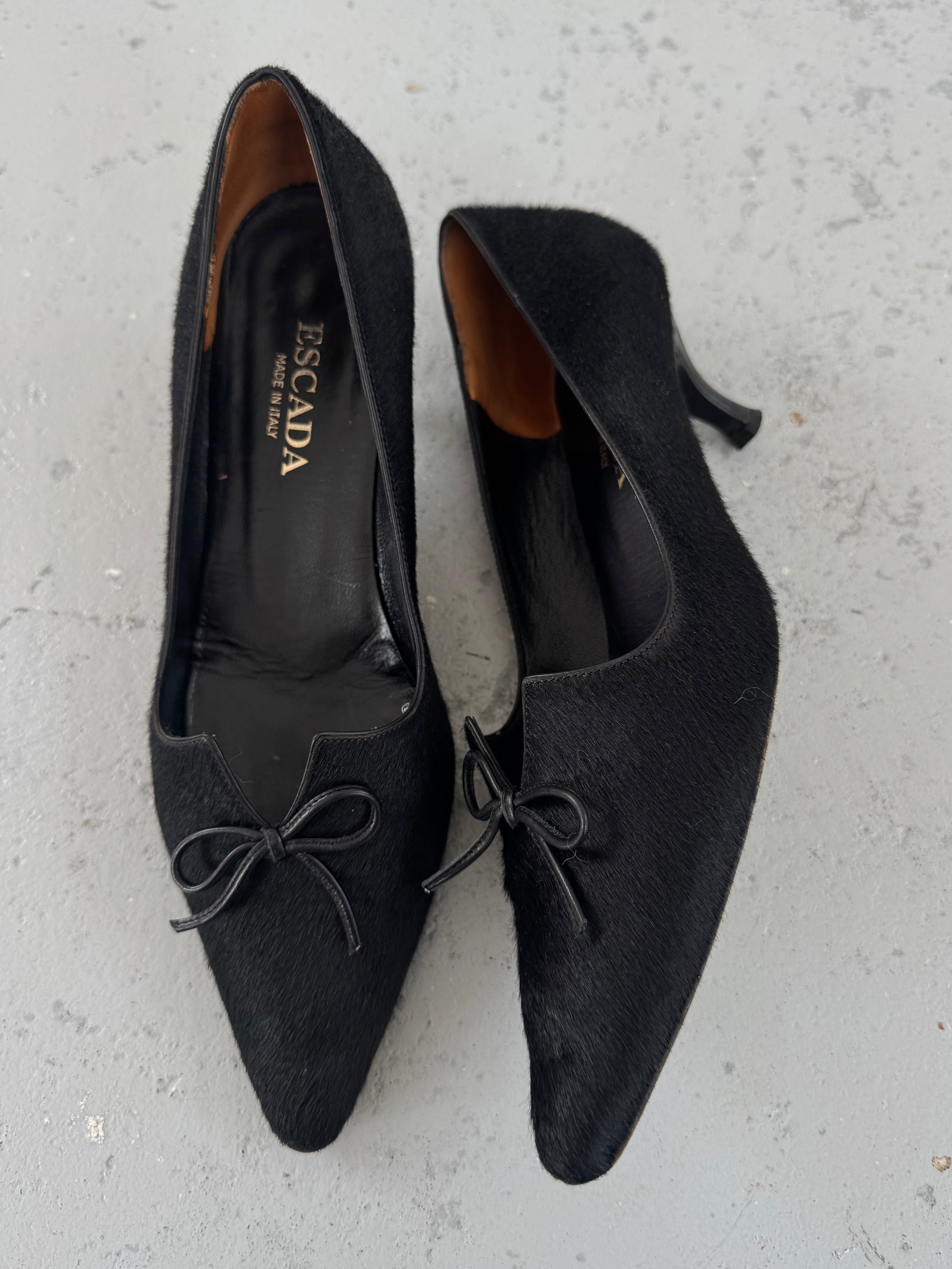 Pony hair kitten heels