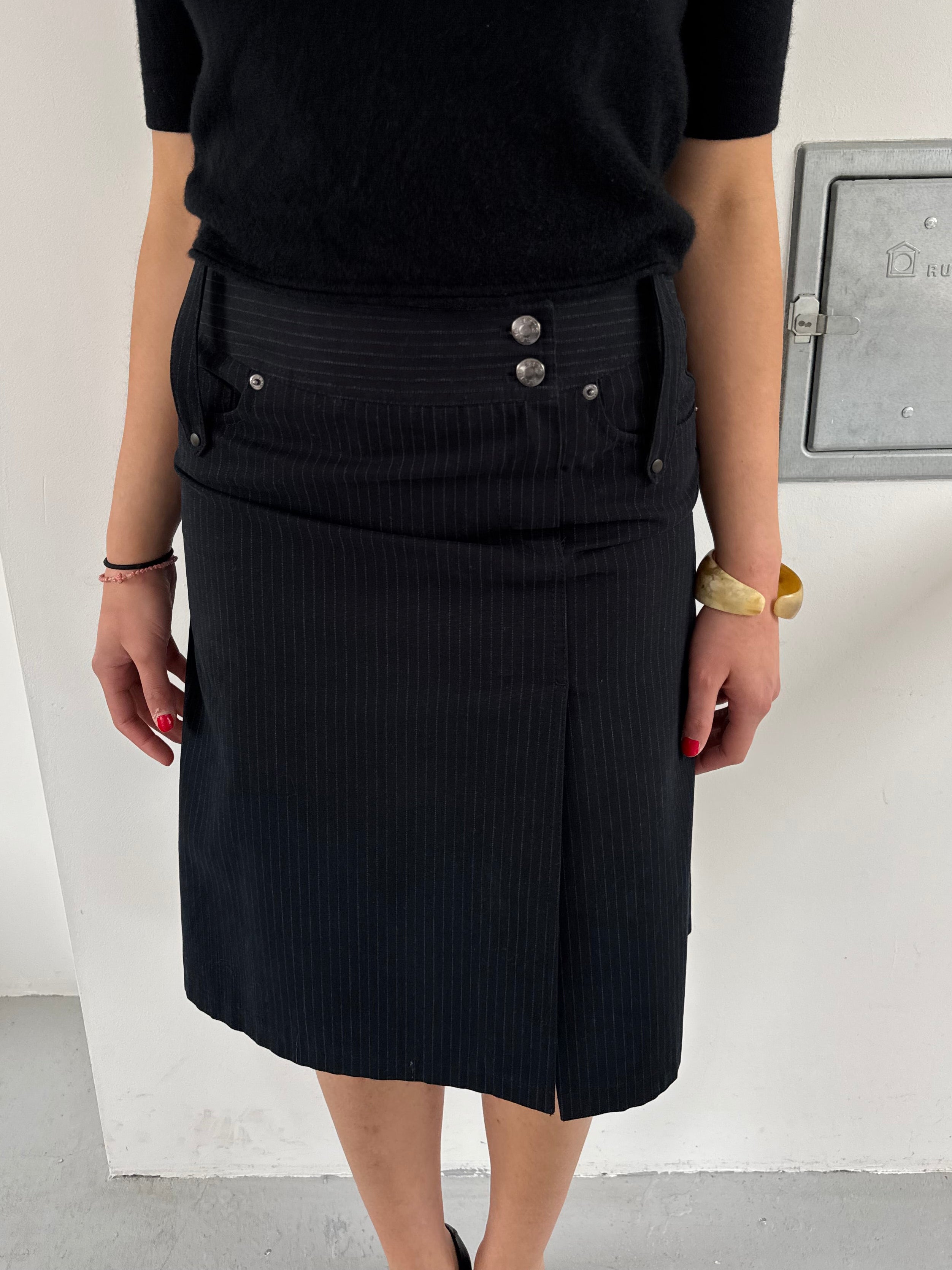 Stripped midi skirt