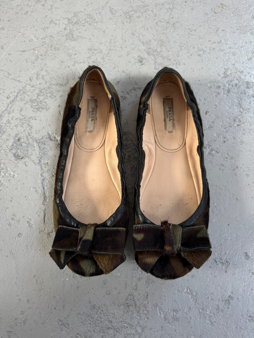 Pony hair Prada Ballet flats