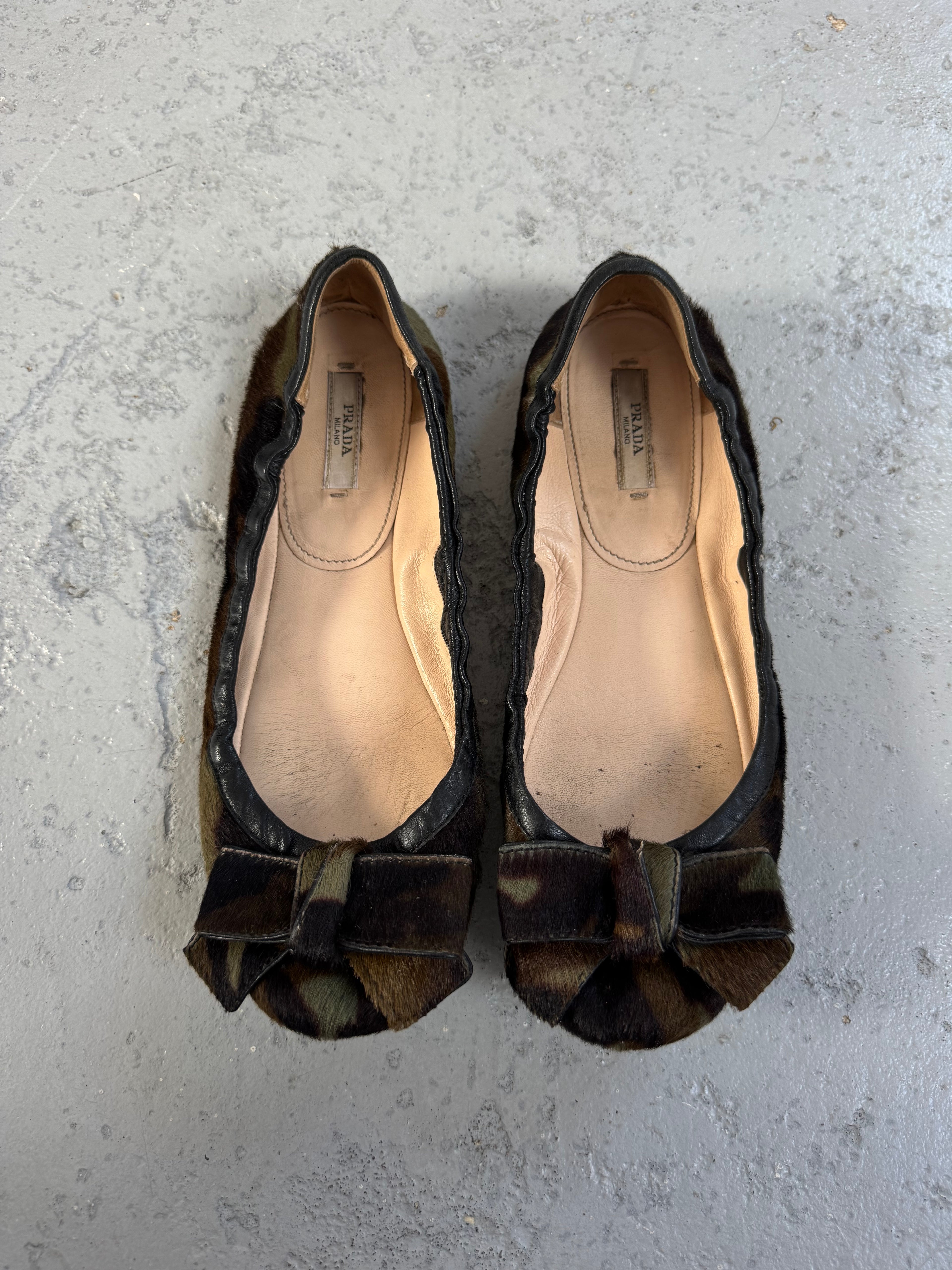 Pony hair Prada Ballet flats